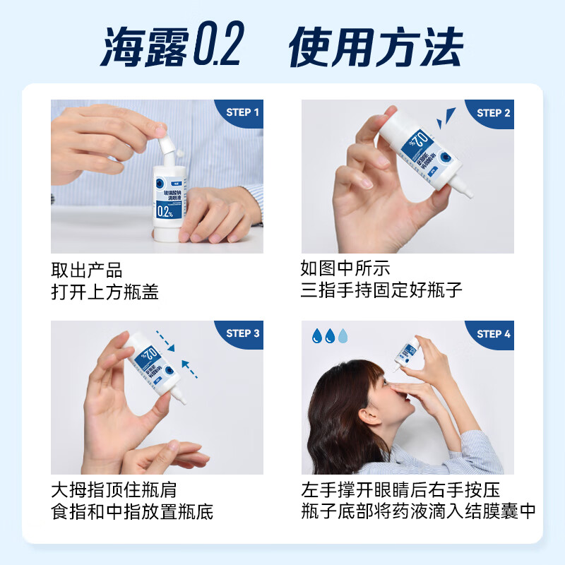 Original imported Hailu sodium hyaluronate eye drops 0.2% (10ml 20mg)*10ml*3 boxes