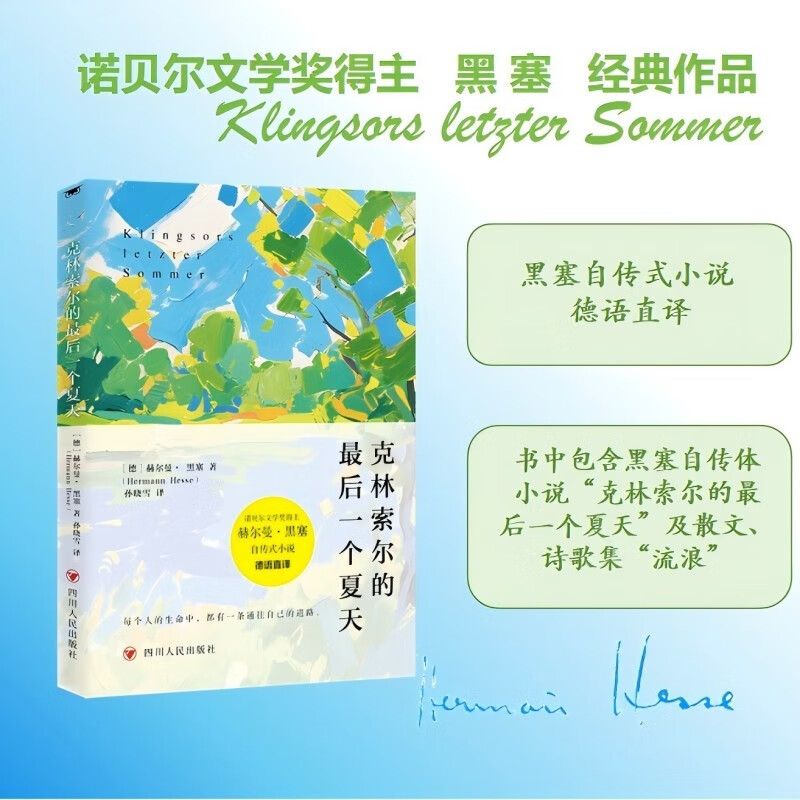 The Last Summer of Klingsor, customized version, written by Hermann Hesse, Nobel Prize winner's classic work, autobiographical novel, famous foreign literary novel