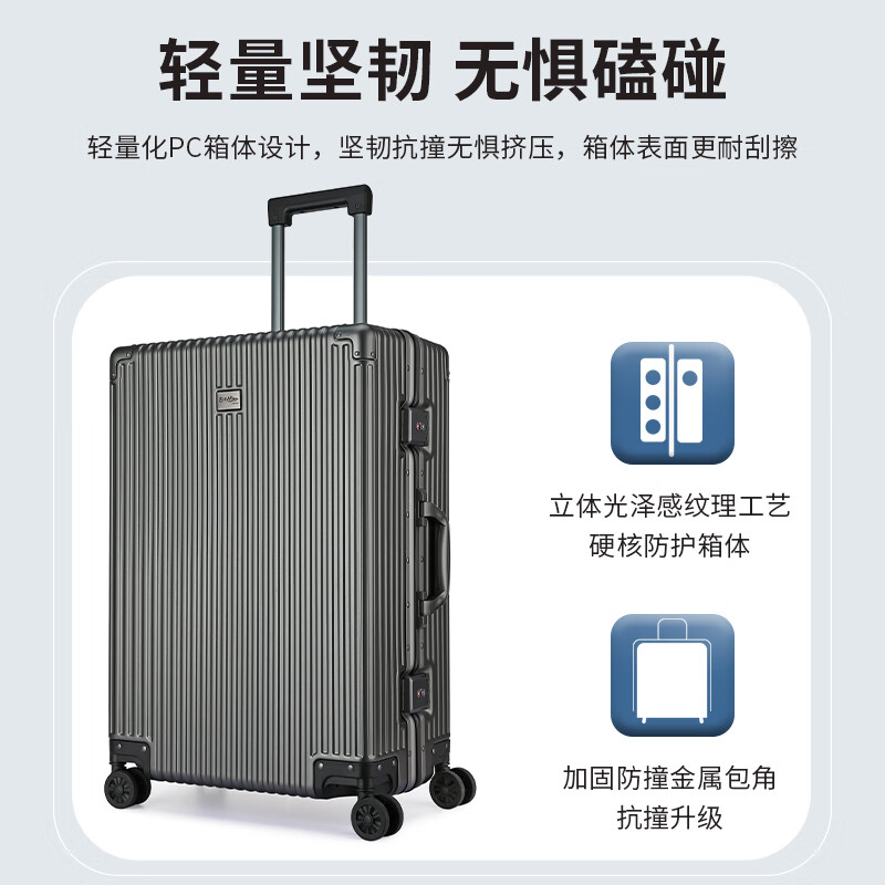 Goldlion Luggage Large Capacity Checked Code Box Lightweight Travel Trolley Case for Men and Women New Year Gift for Men Silver Gray TSA Code Lock 20 Inch (Carry-on Case Suitable for 3-5 Days Short Distance)
