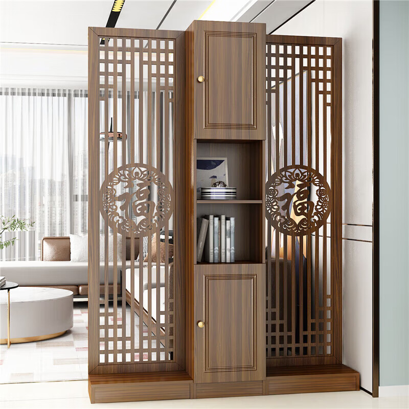 Xingzhemu new Chinese screen partition living room entrance cabinet multi-functional entrance door partition restaurant wine cabinet partition small apartment Fuze Youyu upper and lower cabinets height 200 width 100