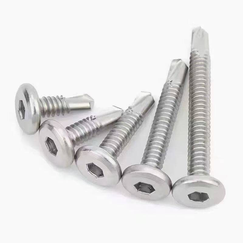 Meikejie carbon steel flat head hexagonal drill tail self-tapping dovetail screws M5 guardrail special screws flat head hexagonal 5.5*19 (950 pieces in the whole box)
