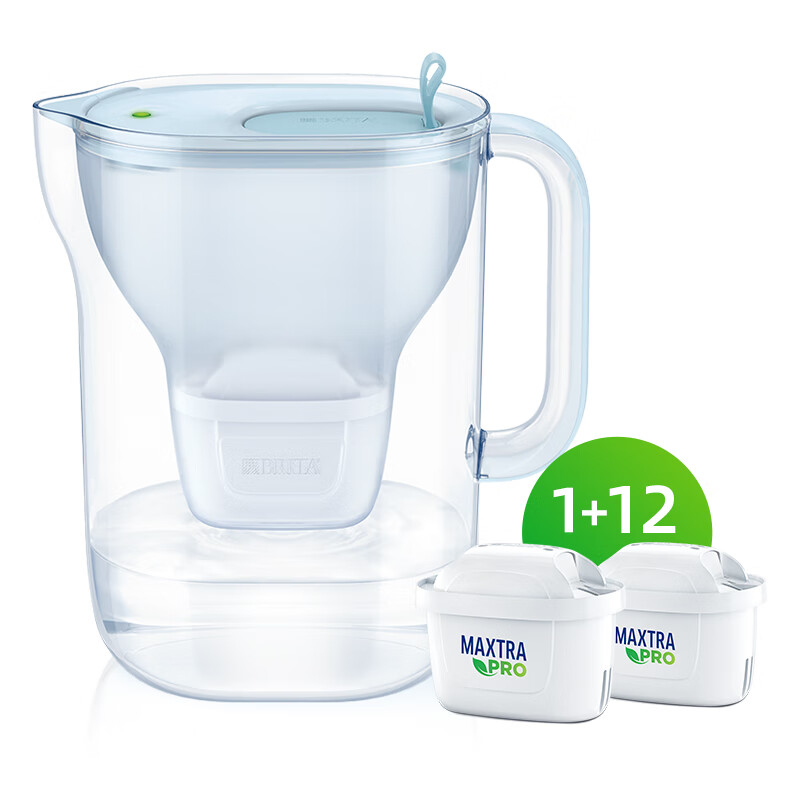 BRITA's new model launched, household water filter kettle, water purification kettle, Style eco series 3.5L (glacier blue) + PRO version filter element 12 pieces, environmentally friendly reinforced packaging