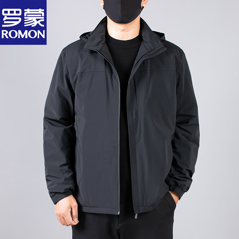 Luo Meng's new autumn and winter men's light cotton coat, middle-aged large size cotton coat, extra fat and thick coat, fat man's second cotton jacket 7551# black XL 100-110 catties