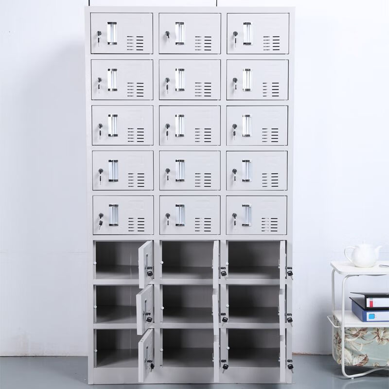 Hard hat storage cabinet 40 dust-free workshop factory employee lockers shoe cabinets 24-door layered lockers with locking roll cabinets information filing cabinets glass cabinet (gray white) 0.9mm ultra-thick and durable
