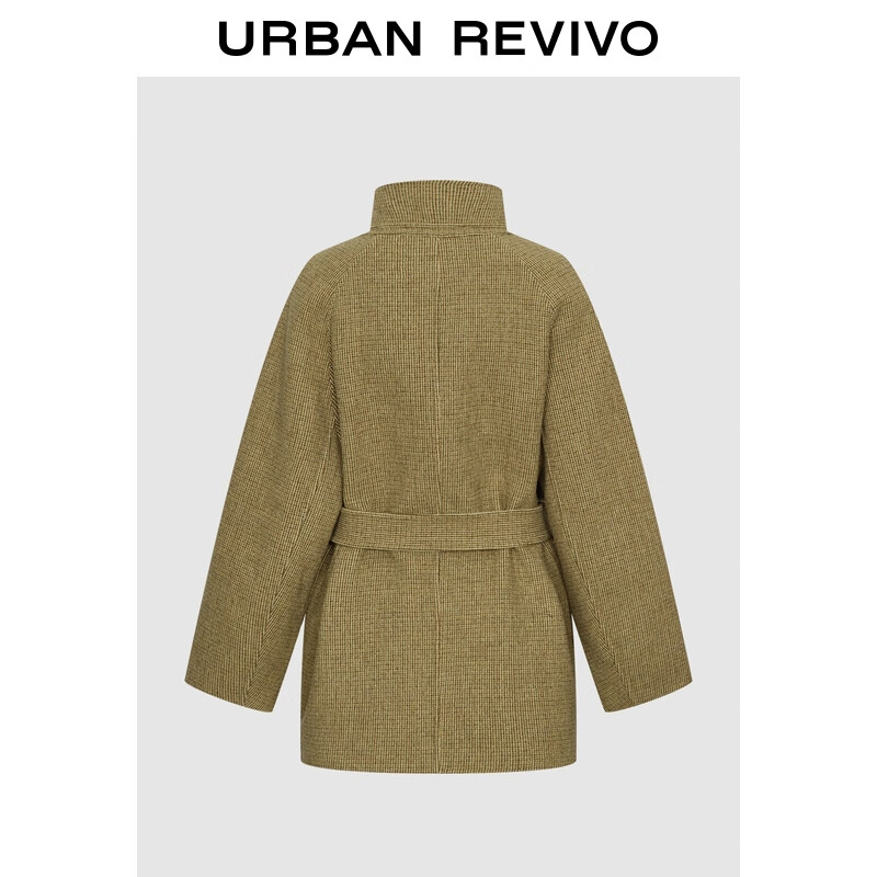 UR2025 Winter New Women's Amber Streamer Style Pattern Belt Coat UWH150080