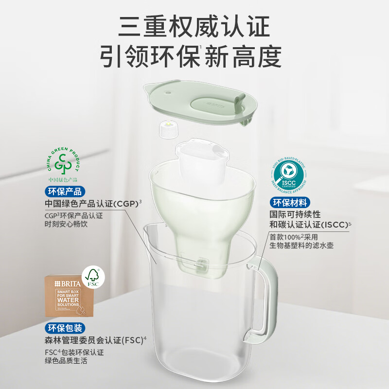 BRITA's new model launched, household water filter kettle, water purification kettle, Style eco series 3.5L (glacier blue) + PRO version filter element 12 pieces, environmentally friendly reinforced packaging