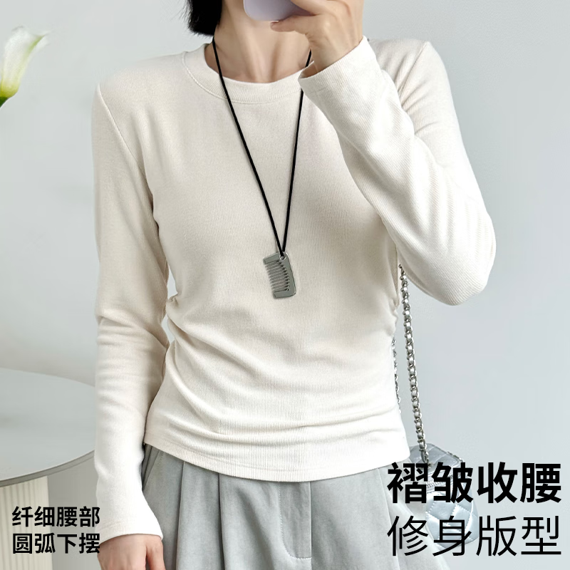 Catman long-sleeved T-shirt women's round neck knitted bottoming shirt 25 years new spring and autumn inner wear outer slimming top