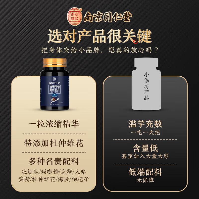 Nanjing Tongrentang Oyster Tablets for middle-aged and elderly men to replenish the kidneys and strengthen the yang in the pharmacy. Excessive use of hands. Three boxes for kidney deficiency and sperm production. Delayed and quick-acting erection for men. Durable and non-ejaculating. Increased hardness. Increased hardness. Insufficient erection. Weak midway weakness. Premature ejaculation. Sensitive glans penis. Fast ejaculation. Special purpose.