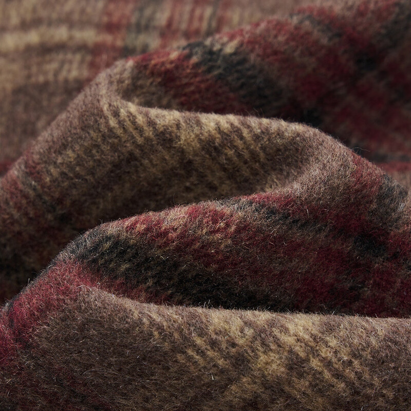 Demana sheep wool plus velvet warm winter retro millennium hooded plaid loose adjustable drawstring women's jacket