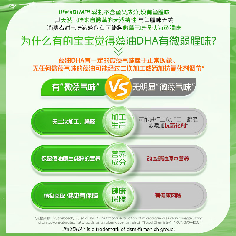 DSM source quality dha infants 0-3 years old children and students DHA algae oil 60 capsules * 3 pieces