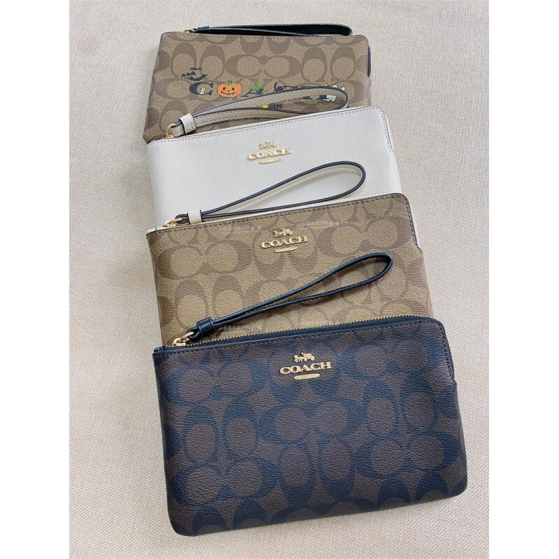 COACH Clutch Large Wrist Coin Handbag Mahjong Bag Wallet Women's Mobile Phone Card Holder Chain Carriage Black Brown New CZ277 IMXAQ