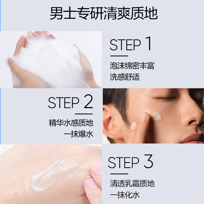 Han Shu Men's Skin Care Set Water Milk Cleansing Essence Firming Peptide Hydrating Moisturizing Cream Autumn and Winter Boys Gift