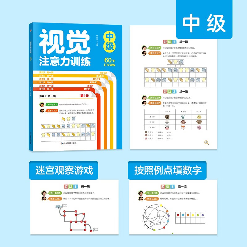 6 volumes of auditory attention training + visual attention training, children's concentration training, advanced exercises for left and right brain development, educational parent-child interactive game book