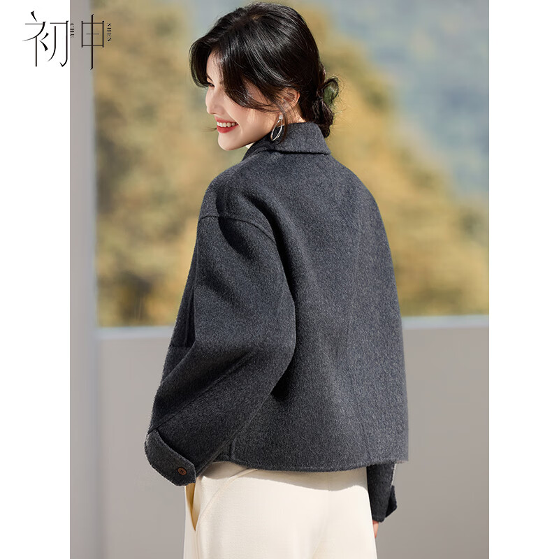 Chushen autumn and winter new year wool coat for women 70% sheep wool short style annual meeting wear lapel loose woolen coat S54C074