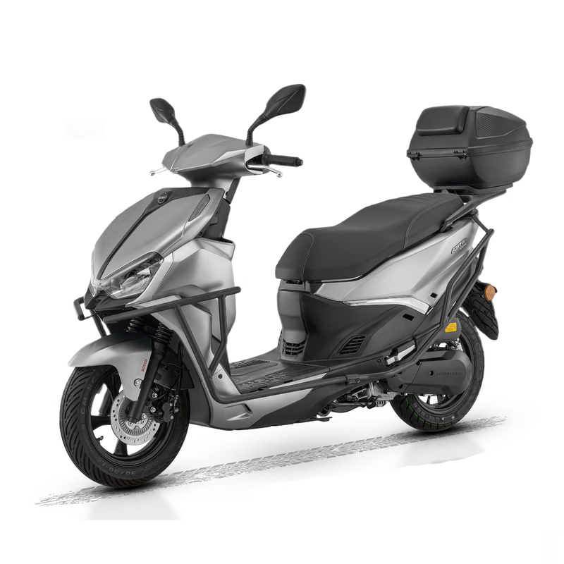Qianjiang ACE150 fuel scooter commuter smart double disc brake ABS bumper + tail box matte silver gray 25 models