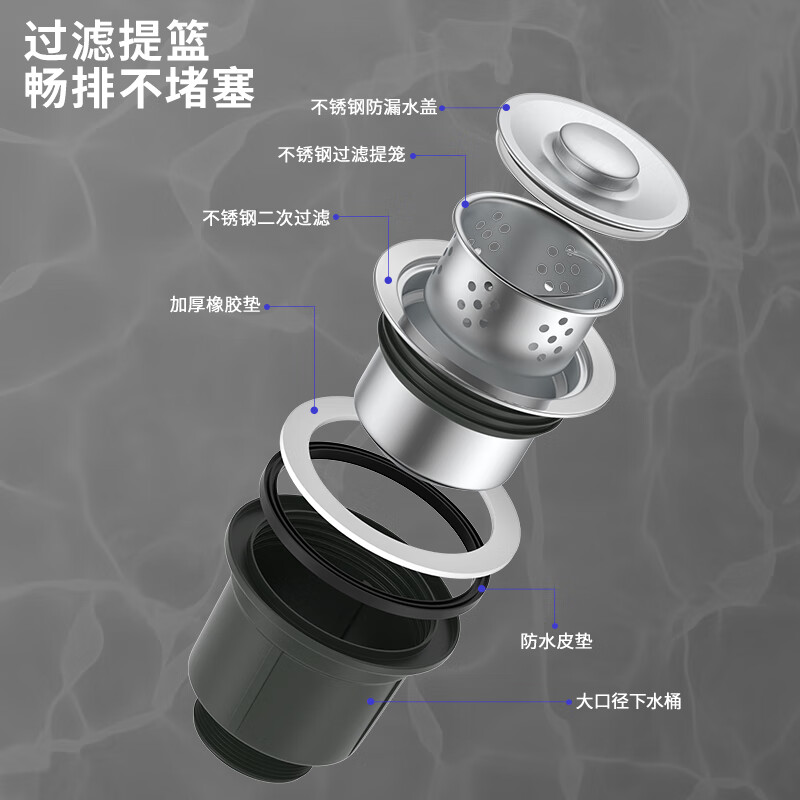 BSITN kitchen sink large single-slot sink integrated basin household stainless steel dishwashing sink handmade basin BS003