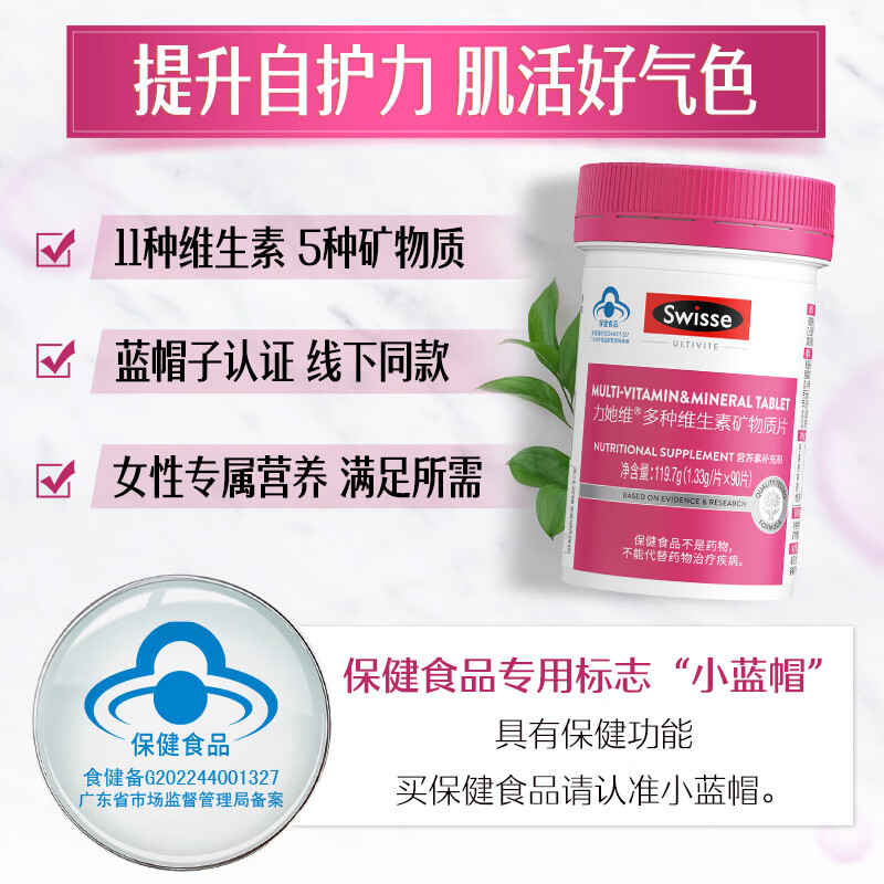 Swisse Women's Multivitamin Mineral Tablets Contains Vitamin B Complex, Vitamin D, Vitamin E, and Vitamin A 90 Tablets