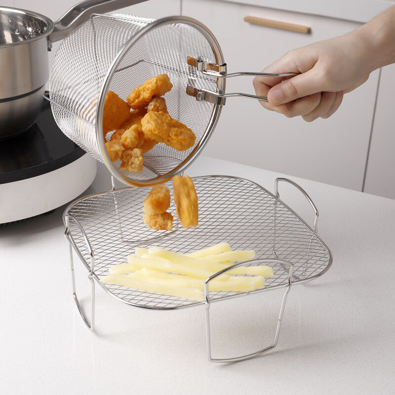 Ye Yu multifunctional detachable layer air fryer accessories can be put into the oven square and round multi-layer grill household drain rack 3-layer stainless steel square rack