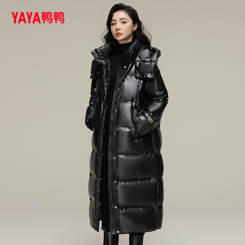 YAYA down jacket women's winter hooded thickened fashionable simple atmospheric casual loose long coat