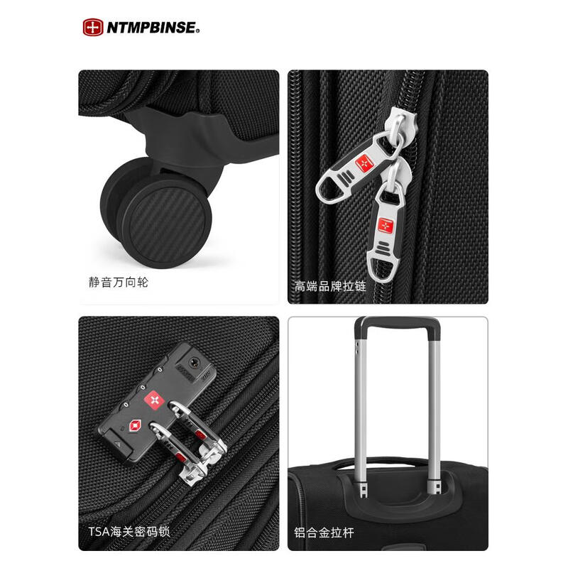 Samsonite Oxford trolley suitcase 20 inches boarding suitcase men's canvas suitcase universal wheel women 28 black 20 inches