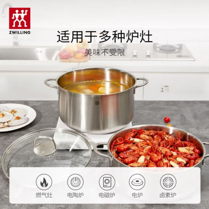 Zwilling steamer stainless steel soup pot steamer home kitchen 24cm steamer combination 2-piece stew pot with lid soup pot one layer 24cm