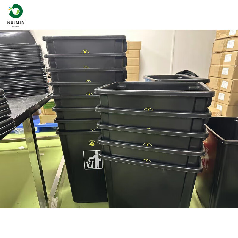 Anti-static trash can for industrial electronic waste storage 40L square black lidless plastic laboratory large-capacity dust-free workshop special large-capacity flip-top trash can 80 liters pedal gray