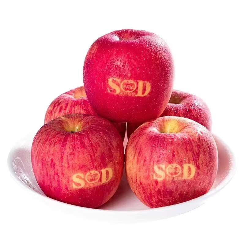 Muke Henan Lingbao Apple Temple Heshan natural selenium-rich apple SOD apple red Fuji fresh fruit New Year gift box without sod characters 80-85mm 15 pieces gift box shipped directly from the place of origin with SF Express free shipping