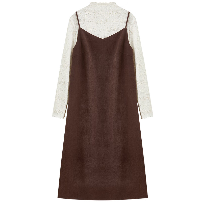 Shandubila autumn gentle age-reducing women's suit half-high collar hollow stretch lace bottoming shirt with V-neck suspender dress