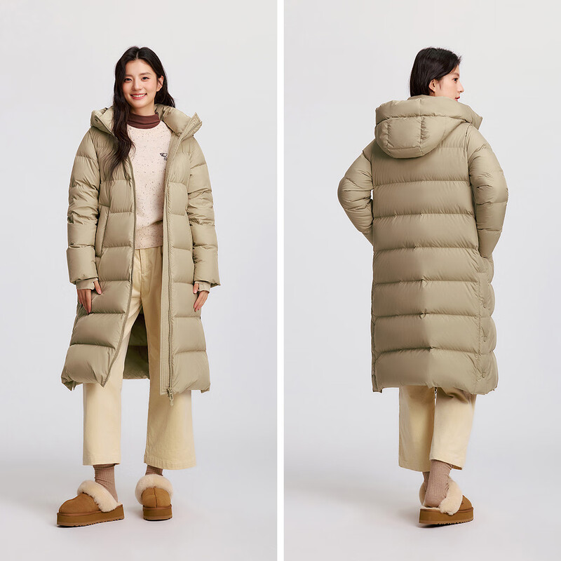 Semir down jacket women's winter long slit hooded 90 down waterproof thick goose down jacket 101724113028