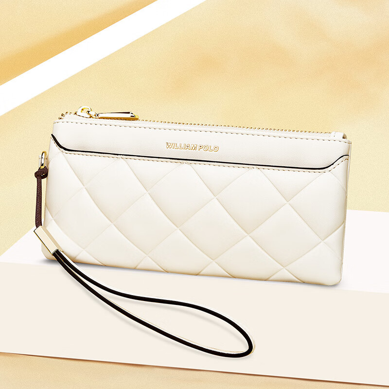 WILLIAMPOLO Emperor Paul Women's Wallet Ins Women's Long Thin Clutch Bag Diamond Korean Style Mobile Phone Bag Versatile Gray