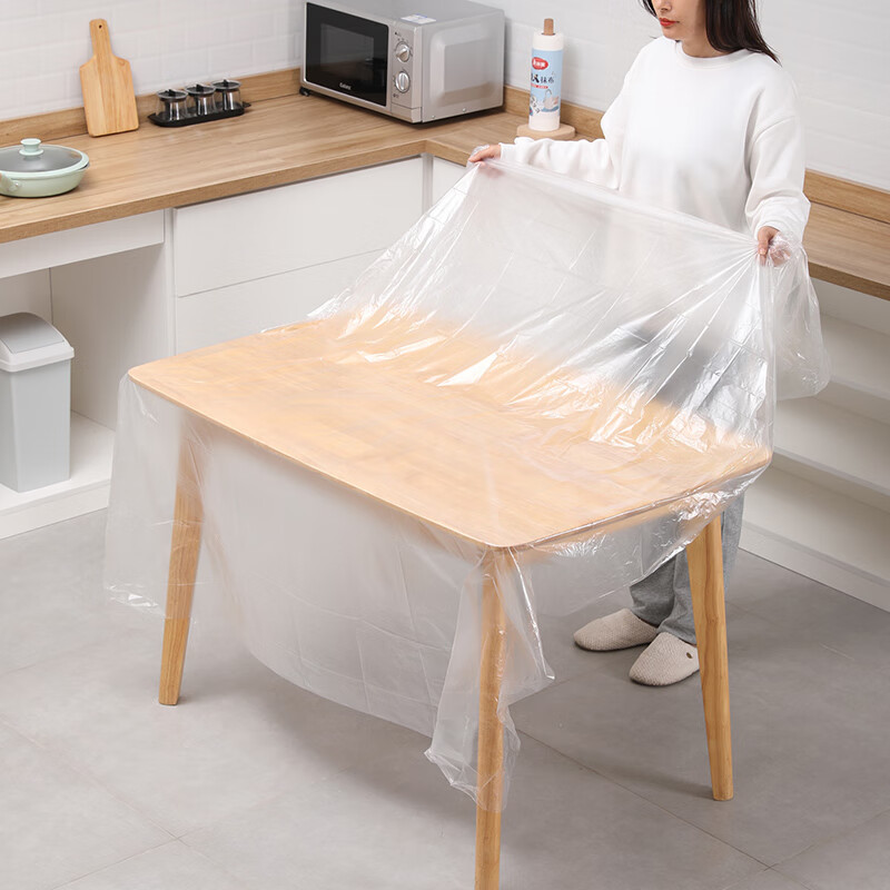 Meiya disposable tablecloth round table plastic waterproof and oil-proof thickened tablecloth round rectangular household color random 180*180CM*8 sheets