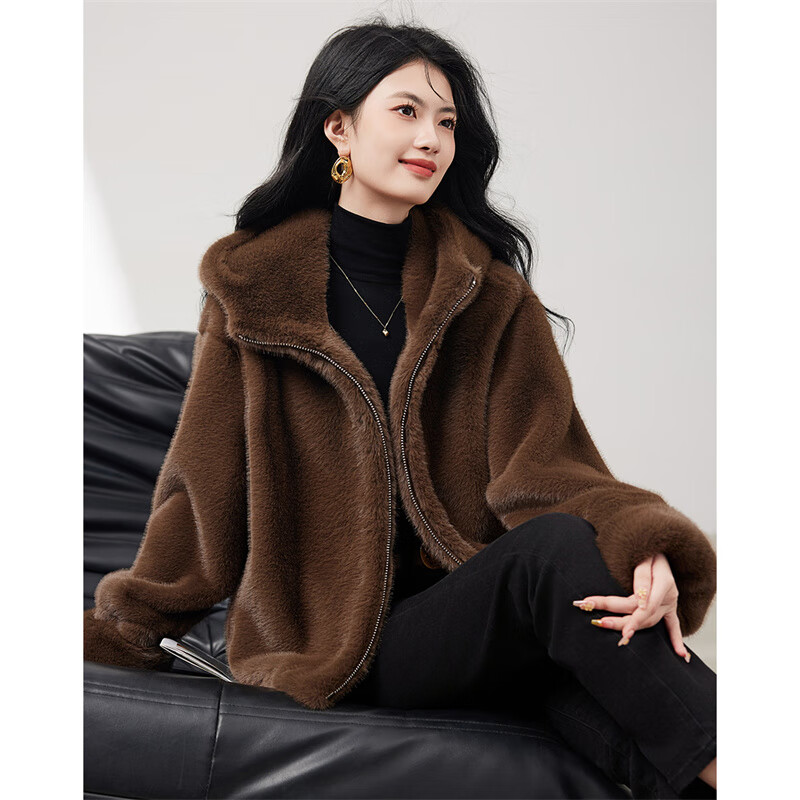 Xinfeiyu imitation mink coat for women 25 winter new fashion temperament high-end hooded thickened warm imitation fur one-piece coat