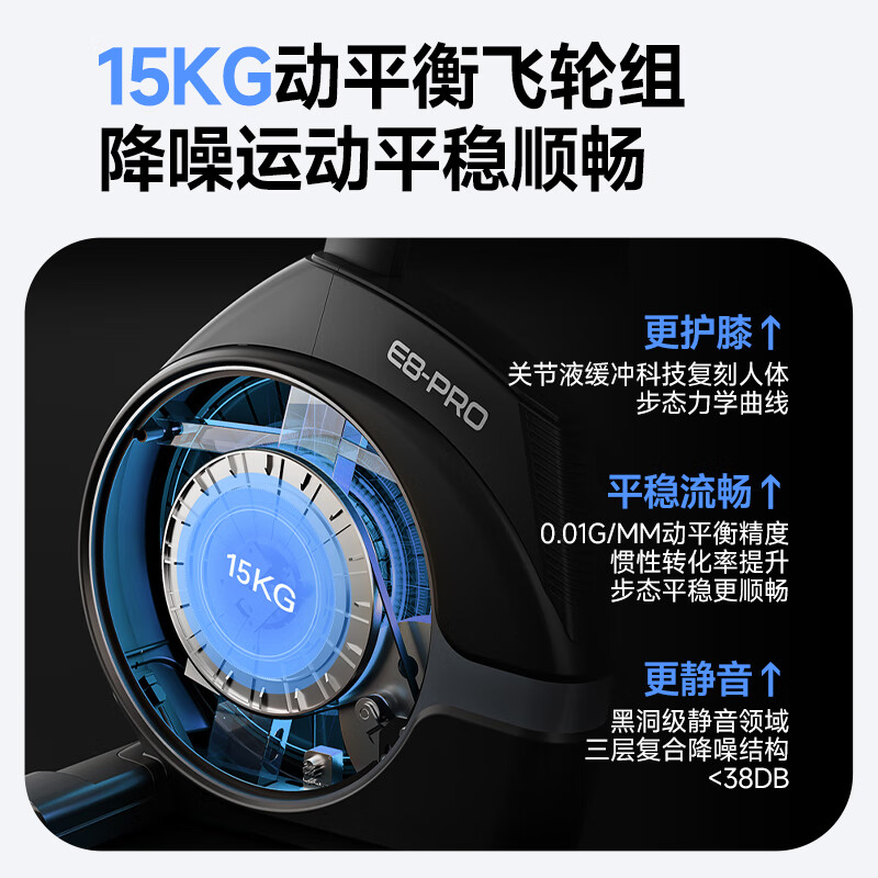 YPOO smart elliptical machine, home space walking elliptical machine, mountaineering machine, commercial fitness equipment E8-PRO color screen model - 24-speed electric slope/commercial large stride