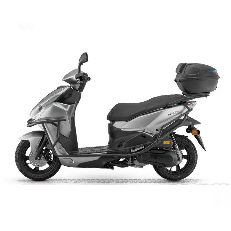 Qianjiang ACE150 fuel scooter commuter smart double disc brake ABS bumper + tail box matte silver gray 25 models