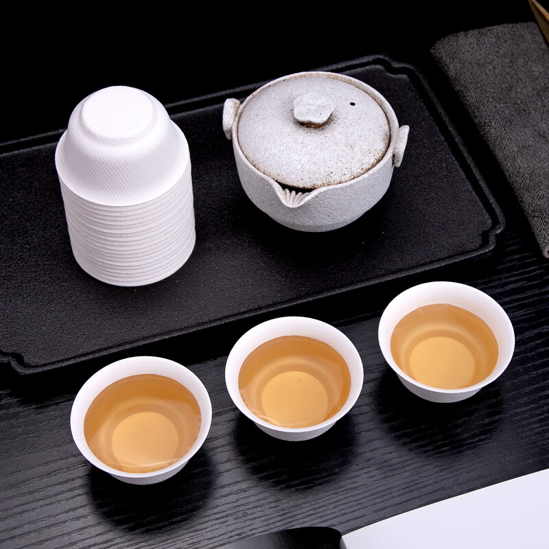 Petunia disposable tea cup Kung Fu tea cup Sugar cane pulp tea ceremony cup tasting tea cup drinking tea cup 50ml sugar cane pulp tea ceremony cup 1 tube total 50 paper cups