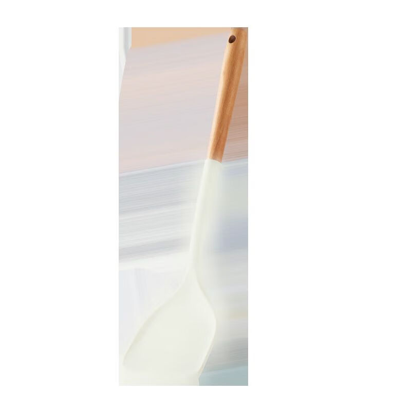 Temeiju silicone spatula food grade wooden handle spatula cooking spatula high temperature resistant household non-stick pan frying pan milky white