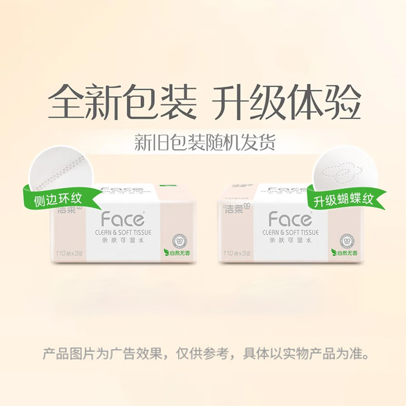 Jierou Tissue Paper Pink Face Flexible 3-layer 110 Tissues*24 Pack Wettable Tissue Toilet Paper Tissue Paper Full Box