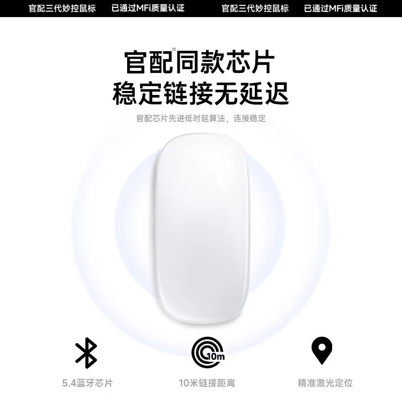 Geke US MFI certified Magic mouse and keyboard suitable for apple/Apple wireless mac bluetooth MacBook laptop air ipad tablet keyboard and mouse set Keyboard and mouse package-Apple white MFI quality certification丨Original Magic Control keys Top version Official new 1 1 restoration Magic control gestures