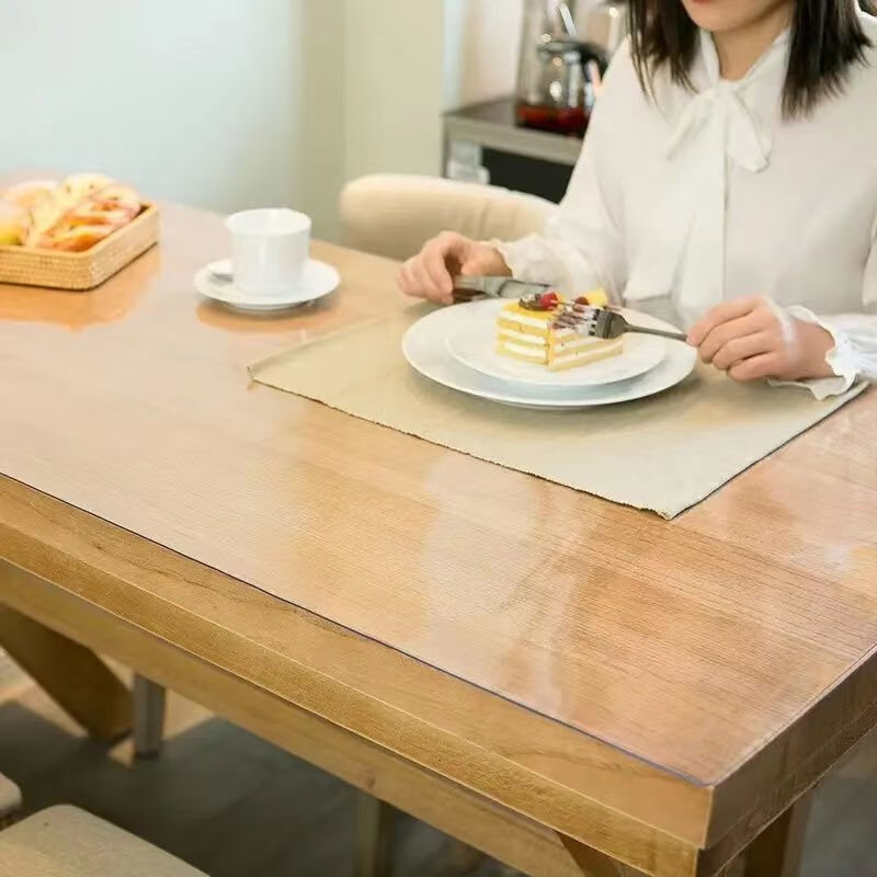 Ye Yu PVC transparent tablecloth dining table mat coffee table tablecloth waterproof, anti-scalding and oil-repellent soft glass crystal version rectangular EU standard Cosmos 4.0 80*135CM