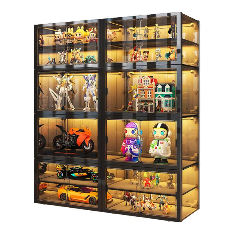ColesHome figure display cabinet blind box display shelf up to household toy building blocks transparent applicable model storage box remote control lamp * 4 47 wide 7 layers with 3 partitions - with battery