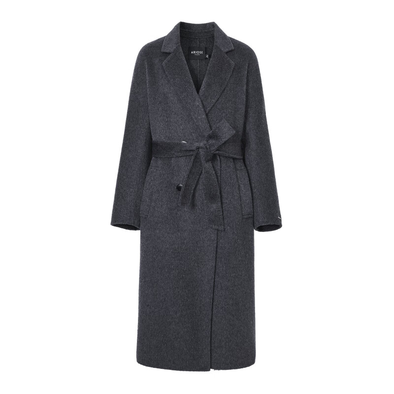 Enos Yashi Shopping Mall Same Style 2025 Winter New Camel Wool Double-sided Woolen Coat Woolen Jacket 41032337 Smoke Gray S