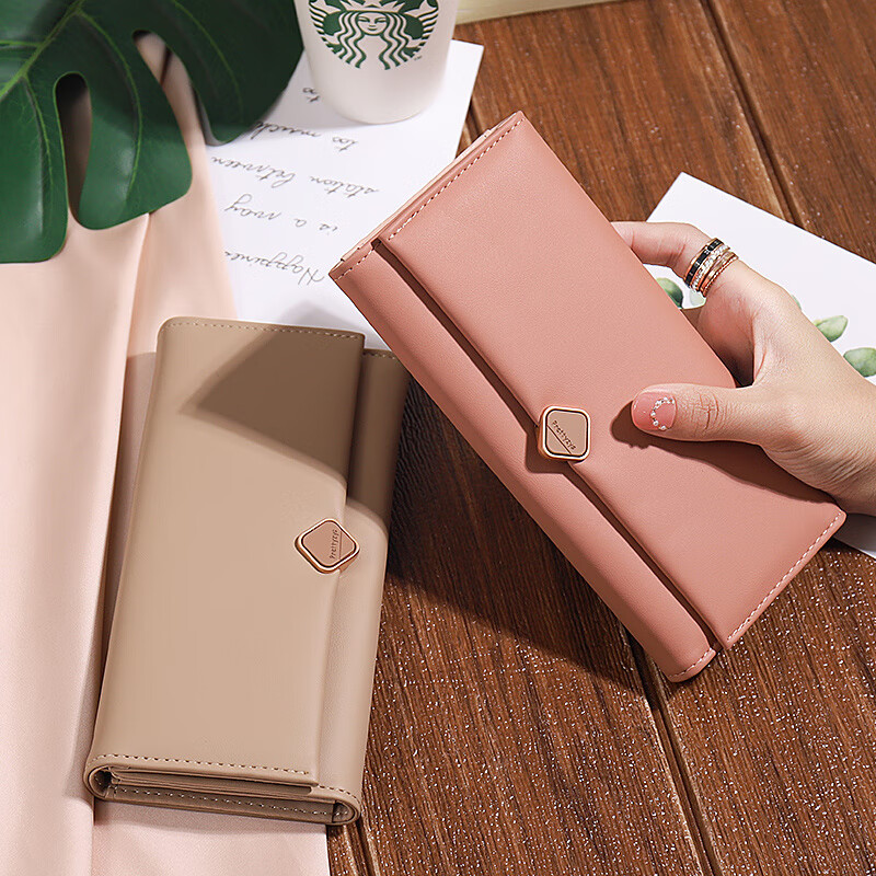 Kangaroo (KANGAROO) long wallet women's fashionable and exquisite women's clutch 2025 new large capacity coin purse card holder for women pink
