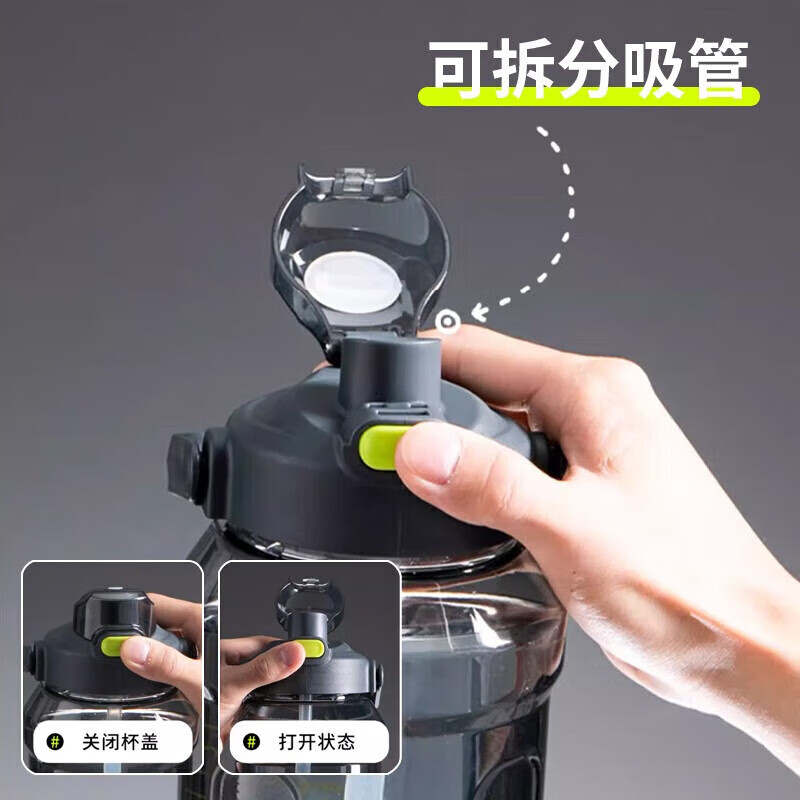 Shimao Sports Water Cup, Special Water Bottle for Boys Military Training, Extra Large Capacity 2000ml Cup for Carrying Out Sports Ton Bucket, Black 2000ml Large Capacity Sports Water Cup