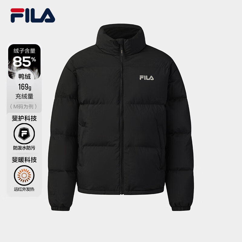 FILA Yi Yang Qianxi same style | Fila official men's down jacket 2025 winter new loose warm colorful down black - BK XL 180/100A/XL