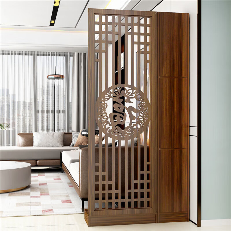 Xingzhemu new Chinese screen partition living room entrance cabinet multi-functional entrance door partition restaurant wine cabinet partition small apartment Fuze Youyu upper and lower cabinets height 200 width 100