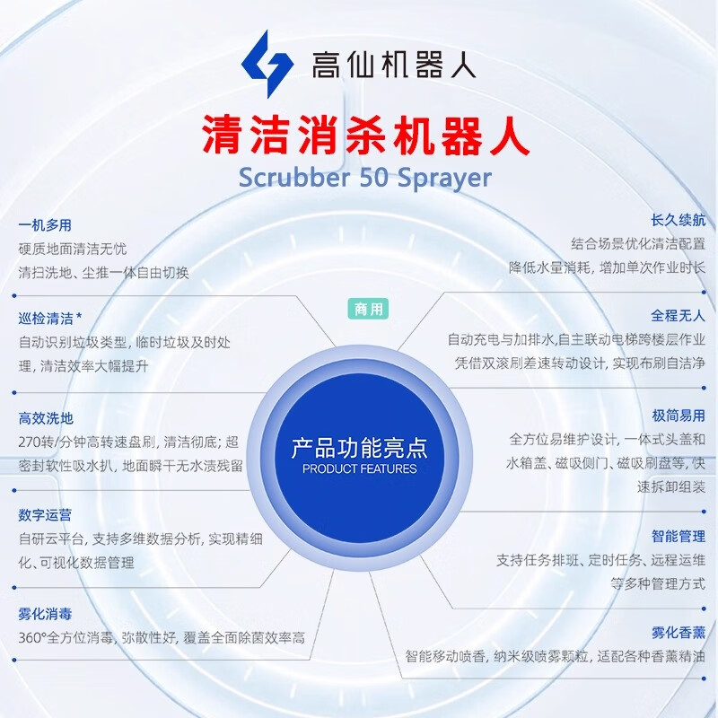 Gaoxian S50 smart cleaning robot for hotels, shopping malls, industrial factory workshops, unmanned cleaning commercial robots, S50 cleaning robot