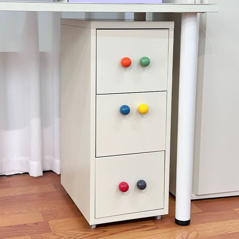 Bun Peng iron cabinet storage cabinet clearance Chinese style bedside study living room dopamine storage mobile steel drawer three thickened light pink