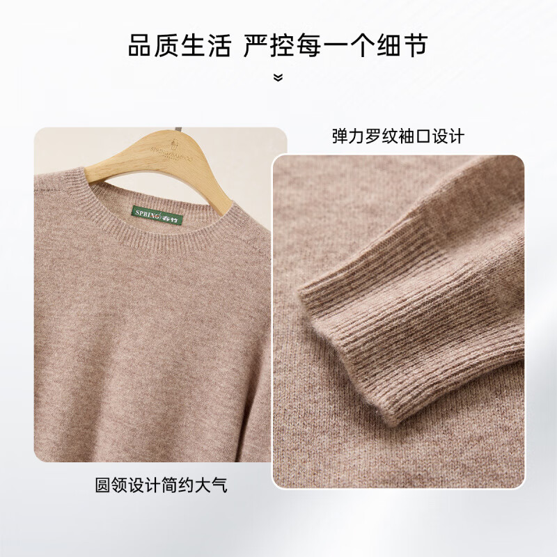 Chunzhu Autumn and Winter Seamless Sheep Wool Round Neck Western Style Warmth Age-Reducing Long Sleeve Inner Bottoming Sweater Women's Wool Sweater Australian Camel M (90-110 catties)