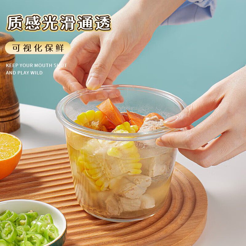 Baijie high borosilicate glass lunch box for office workers microwave oven refrigerator crisper 1000ml three compartments + square 400ml + bag soup cup 700ml high borosilicate silicone seal