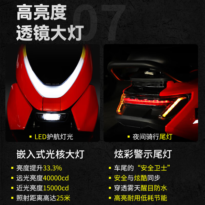 Jihe Phoenix high-performance electric motorcycle for commuting and taking out food, large pedal space, long endurance, lead-acid smart electric motorcycle, Aurora white, hill-climbing motor/front and rear dual disc brakes/square box model 70V40ah/one piece of removable lithium battery/ready to ride upon arrival